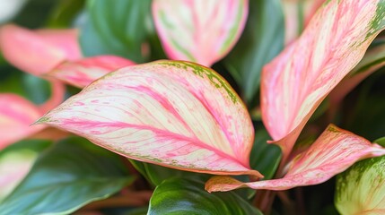 Sticker - Close-Up of Pink and Green Leaves