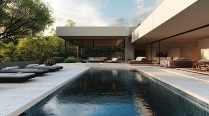 Poster - Modern Minimalist Residence with Swimming Pool and Patio