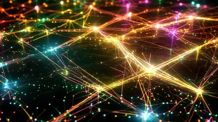 Leinwandbilder - A colorful, glowing image of a network of lines and dots