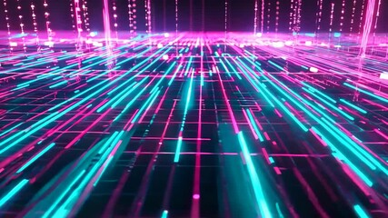 A computer generated image of a purple and blue grid with many small dots