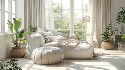 Poster - Cozy Interior with Soft Textiles and Natural Light