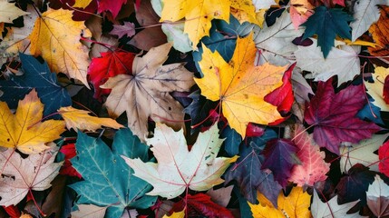 Sticker - Colorful Autumn Leaves on Ground