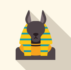 Wall Mural - Minimalist colorful illustration representing anubis, the jackal headed god of death in ancient egyptian religion, shown here from the chest up