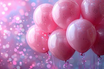 Sweet Celebration: Festive Pink Balloons Background Banner