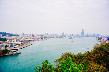 Kaohsiung, Taiwan, Republic of China, 01 25 2024: The landscape of Cijin island, lighthouse and cihou fort