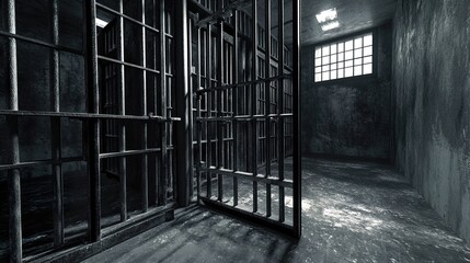 Dark and Gloomy Prison Cell Interior