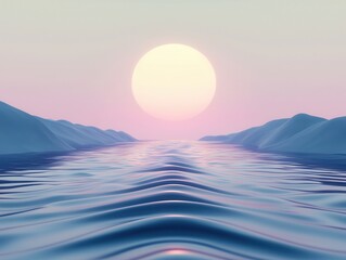 Canvas Print - Minimalist Sunset Over Calm Water.