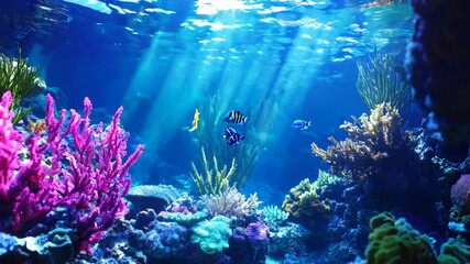Poster - A colorful underwater scene with a yellow fish