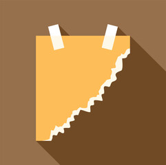Poster - blank ripped note paper with adhesive tape casting a shadow on brown background