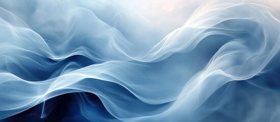 Poster - Abstract blue and white smoke-like waves.