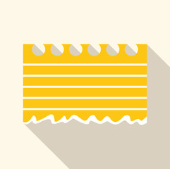 Poster - Yellow notepad paper with lines torn off from the bottom, casting a shadow on a light background