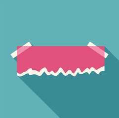 Poster - blank torn pink paper note with adhesive tape for your message on turquoise background with long sha