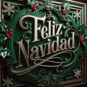 Feliz Navidad calligraphic Christmas tree Winter Design for greeting card posters stickers banner