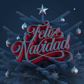 Feliz Navidad calligraphic Christmas tree Winter Design for greeting card posters stickers banner