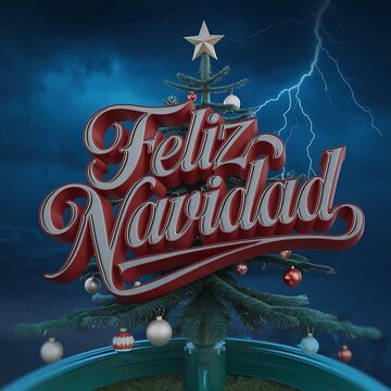 Feliz Navidad calligraphic Christmas tree Winter Design for greeting card posters stickers banner