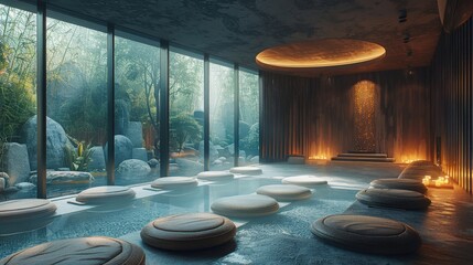 Poster - Futuristic Meditation Room with Natural Elements