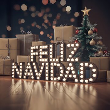 Feliz Navidad  , árbol de Navidad calligraphic lettering Christmas tree Winter , árbol de Navidad Design for greeting card posters stickers banner