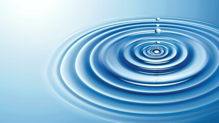 Poster - A stunning water droplet makes contact, creating ripples on a blue gradient, symbolizing purity and clarity in nature.