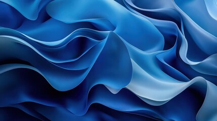 Poster - Elegant abstract blue wave art with a focus on smooth, flowing forms. The gradient blues merge seamlessly, producing a calming and sophisticated design