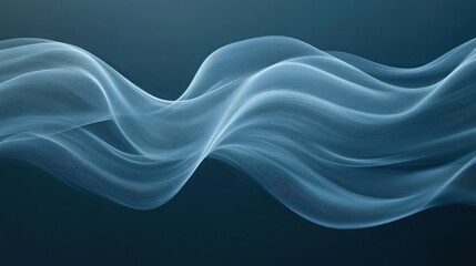 Leinwandbilder - Elegant abstract blue wave design with gentle, sweeping curves. The interplay of light and dark blues creates a calming, fluid effect on a minimalist background