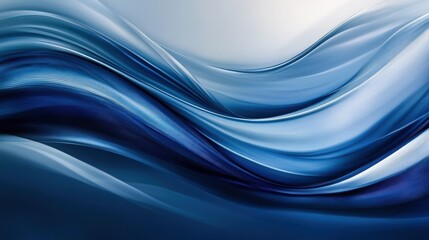 Leinwandbilder - Elegant abstract blue wave design with gentle, sweeping curves. The interplay of light and dark blues creates a calming, fluid effect on a minimalist background