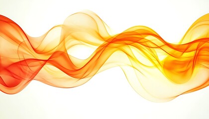 Poster - Abstract Orange and Yellow Swirling Waves on White Background