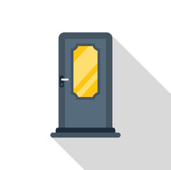 Poster - Simple flat design icon of a closed door with a window, a handle, and a threshold