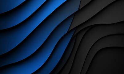 Poster - Abstract Blue and Black Wavy Pattern Background