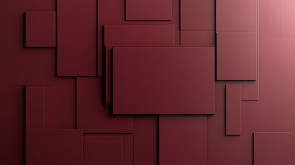Wall Mural - maroon gradient background with embossed rectangle. minimalist surface with raised 3d shape. 3d rend