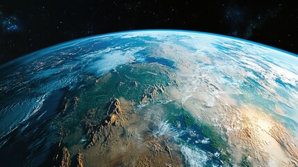 Leinwandbilder - A dramatic close-up of Earth from space, focusing on regions with vibrant vegetation, vast deserts, and sparkling water bodies, emphasizing the planet diverse environments