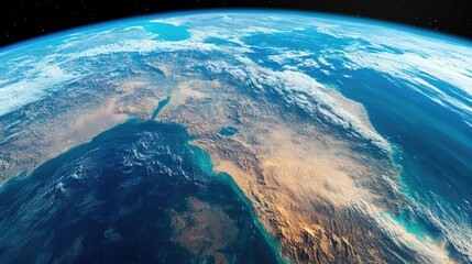 Leinwandbilder - A dramatic close-up of Earth from space, focusing on regions with vibrant vegetation, vast deserts, and sparkling water bodies, emphasizing the planet diverse environments