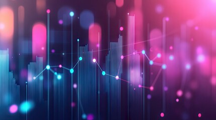 Poster - Bar graphs showing business rise and fall trends, connected by dots, illustrating market fluctuations and company performance.
