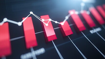 Poster - Dynamic bar graph showing business growth and decline trends, linked with dotted lines, symbolizing strategic highs and lows. Blank space for message.