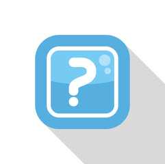 Canvas Print - Blue rounded square app icon is showing a question mark on a white background