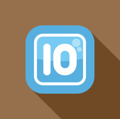 Poster - blue rounded square icon with the number ten on a brown background