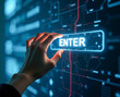 © Radorog. - human hand presses the virtual enter button
