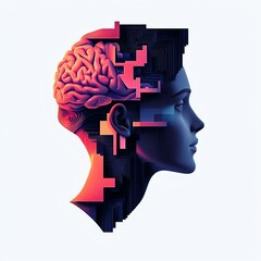 A futuristic illustration featuring a stylized brain integrated with digital elements, highlighting the connection between intellect and technology.