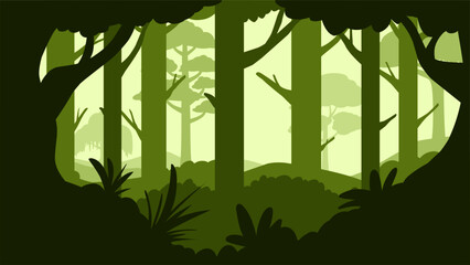 Sticker - Landscape illustration of deep forest