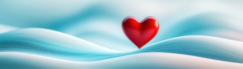 Wall Mural - Red Heart on Blue Abstract Background.