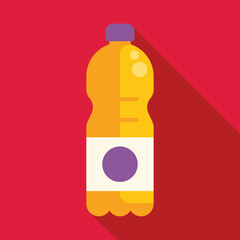 Poster - simple yellow plastic bottle containing a refreshing beverage, ideal for representing concepts like 