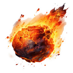 Wall Mural - a glowing meteor with a tail of red-hot flames, isolated on transparent white background, clipping p