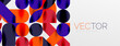 © antishock - Mosaic geometric elements. Colorful circles, round geometric shapes and lines with shadow 3d effects. Simple forms abstract background for wallpaper, banner, template or landing