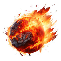 Wall Mural - a glowing meteor with a tail of red-hot flames, isolated on transparent white background, clipping p