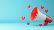 © enterdigital - A vibrant megaphone surrounded by floating hearts, symbolizing love and communication in modern design.