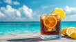 © missisya - Refreshing Summer Drink with Lemon and Ice on a Tropical Beach