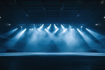 Modern football stadium with spotlights filled with spectators ready to watch the final game symbolizing professional sport and competition energy