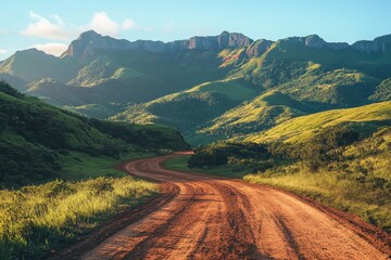 morning mountain plateau dirt path