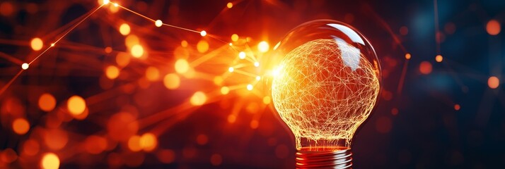 Poster - A glowing light bulb symbolizes innovation, inspiration, and the potential for business growth. The interconnected network surrounding the bulb represents collaboration, connectivity, and the power of