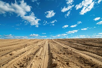 Motocross and auto track on sunny day with sand tracks