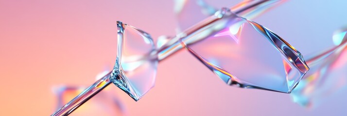 Poster - Abstract background featuring iridescent glass shards with holographic reflections, creating a mesmerizing visual effect.